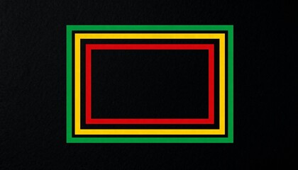 Black History Month background with Pan-African colored frames. Red yellow and green nested borders on black textured background. African American heritage and culture concept. Copy space