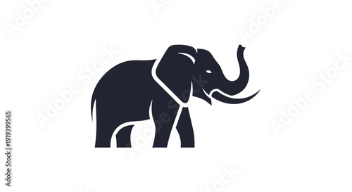 Simple black silhouette of an elephant on a white background.