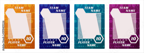 Modern sports card template pack with trading card frames for football, soccer, basketball, hockey and volleyball players, sleek vector photo borders and clean white background for flyer and layout