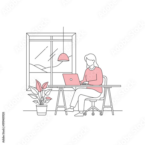 Remote Work Lifestyle - Digital Nomad Vector Illustration