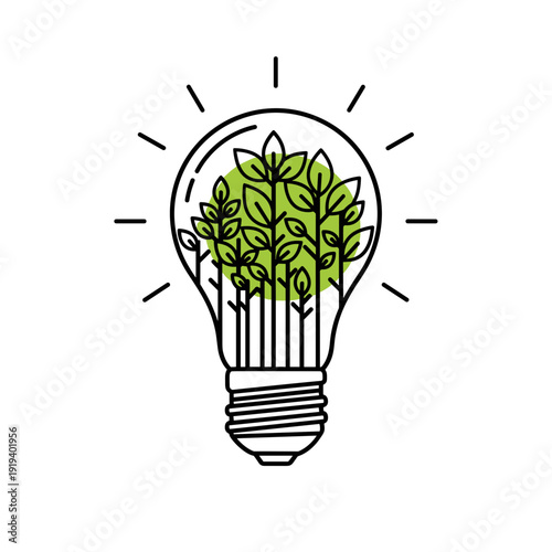 Sustainable Energy & Eco-Friendly - Nature Lightbulb Vector