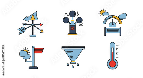 Weather Station Line minimal color design vector