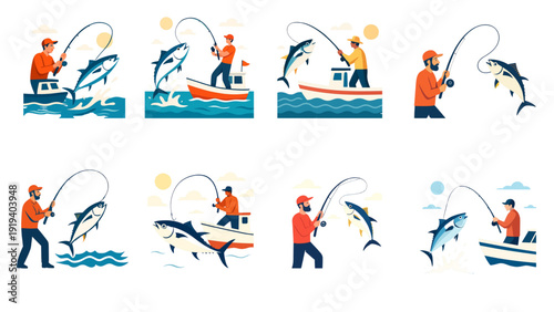 A collection of tuna fishing icons