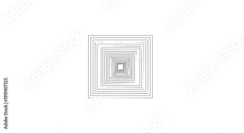 Abstract visual design featuring concentric square shapes creating an illusion of infinite depth, optical perspective, and mesmerizing geometric tunnel effect for modern backgrounds.