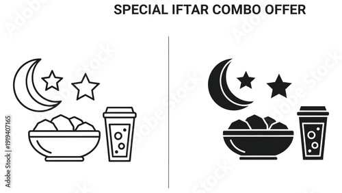Special Iftar Combo Offer Ramadan Food and Drink Icons