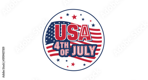 Patriotic USA 4th of July icon, American flag design element, Independence Day symbol isolated on transparent background