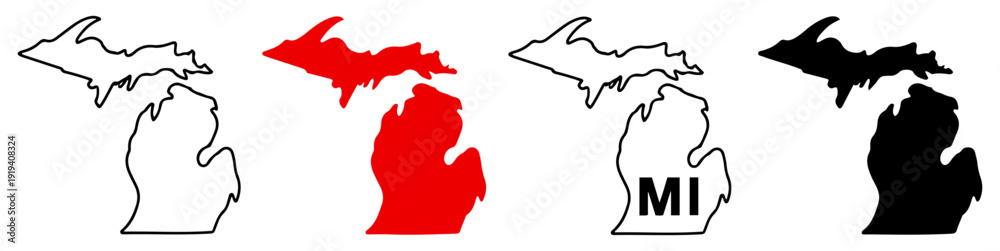 Foto michigan state map icon set