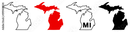 Foto michigan state map icon set