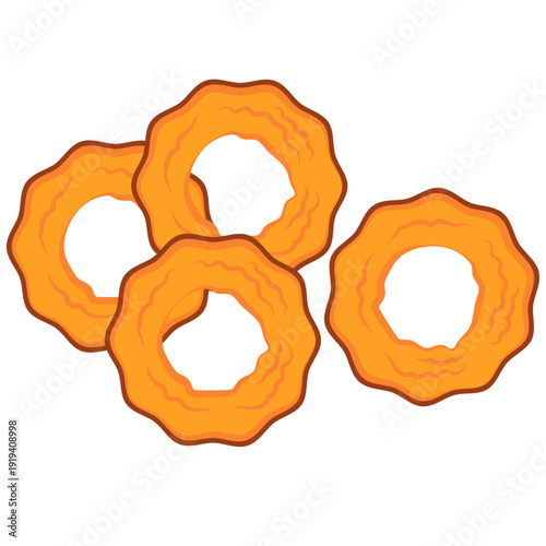 crispy fried onion rings vector.