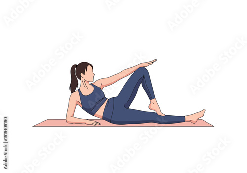 Active Woman Performing Core Exercise on Floor Mat for Fitness And Health