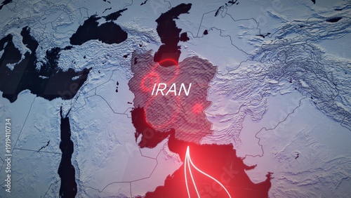A detailed political map of Iran showing its borders and geographic location in the Middle East. Perfect for news coverage of airstrikes, educational content, and geopolitical projects.

