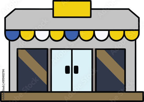 Storefront Illustration: A charming storefront, featuring a design with a welcoming entryway. 