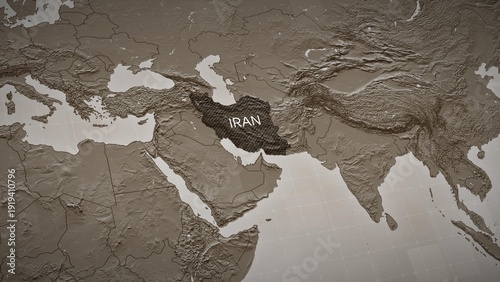 Tableau sur toile A detailed political map of Iran showing its borders and geographic location in the Middle East