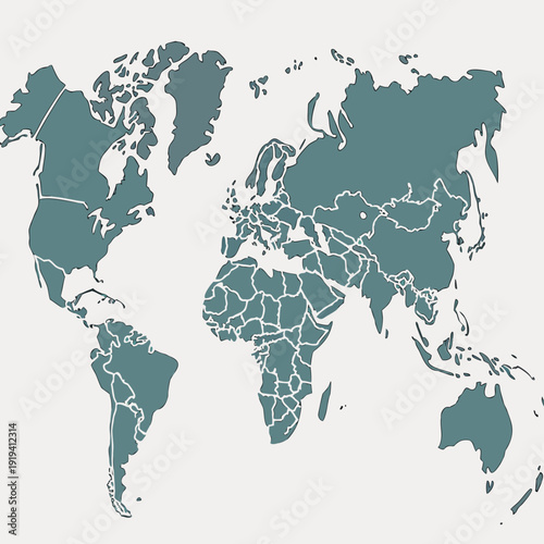 World Map Illustration in Flat Design Style