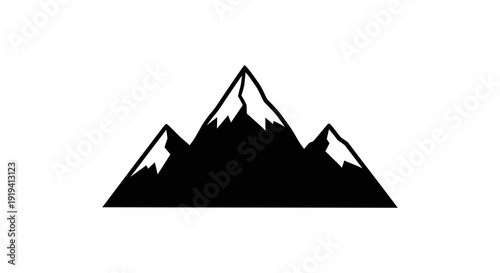 Minimalist black silhouette of jagged mountain peaks against a white background
