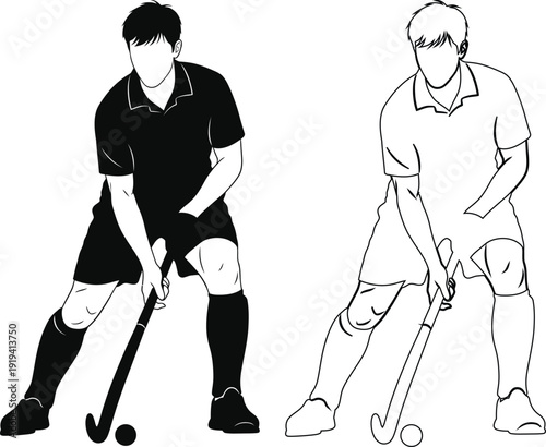 Two players demonstrating proper field hockey stick handling techniques during a match.