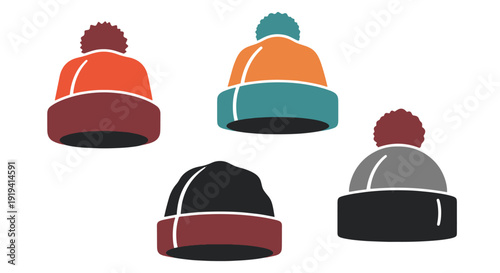 Wool Hat Line art creative color vector design