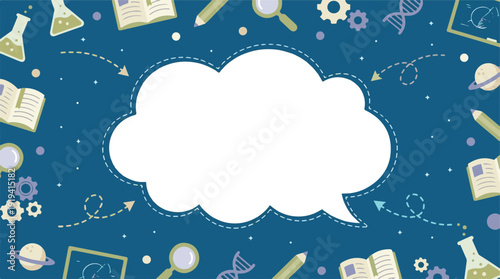 Educational Background with Science Icons and Blank Speech Bubble