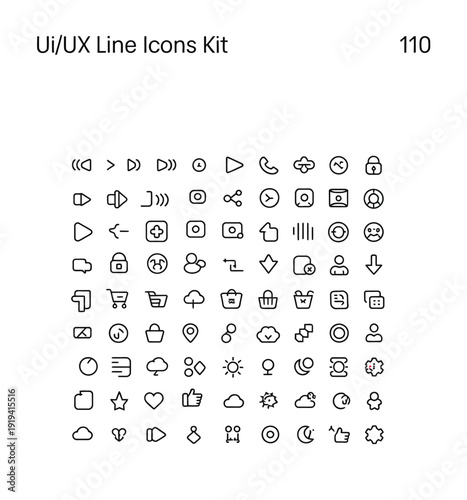 ui and ux big bold line icons kit, modern interface design symbols, wireframe prototyping navigation elements, web and mobile app vector icon set.