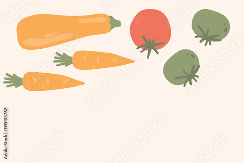 Art & Illustration Flat Vector Carrot and Zucchini Illustration Fresh Organic Vegetables Design
