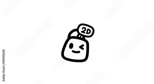 Simple black and white 2D cartoon character illustration.