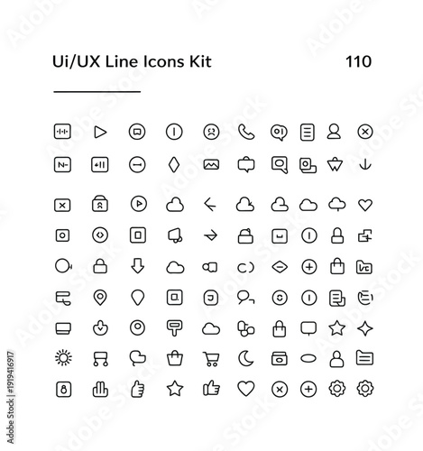 ui and ux big bold line icons kit, modern user interface experience symbols, dashboard buttons wireframe layout elements vector illustration set.