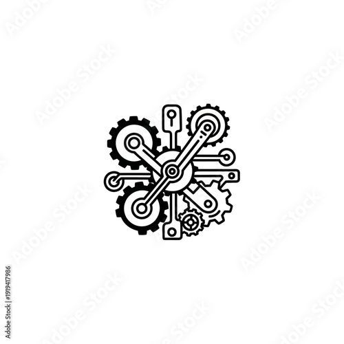 Mechanical gears and cogs forming a complex mechanism.