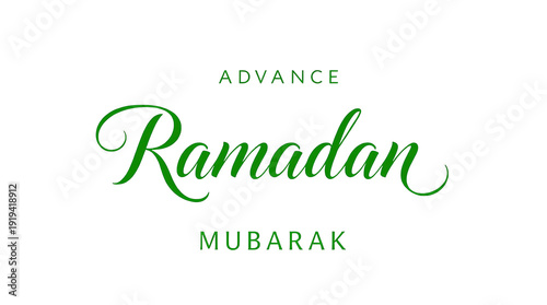 Advance Ramadan Mubarak Green Typography Minimalist Islamic Greeting Design isolated on transparent background