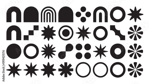 Minimalist Black and White Abstract Geometric Shapes Collection for Modern Graphic Design Elements