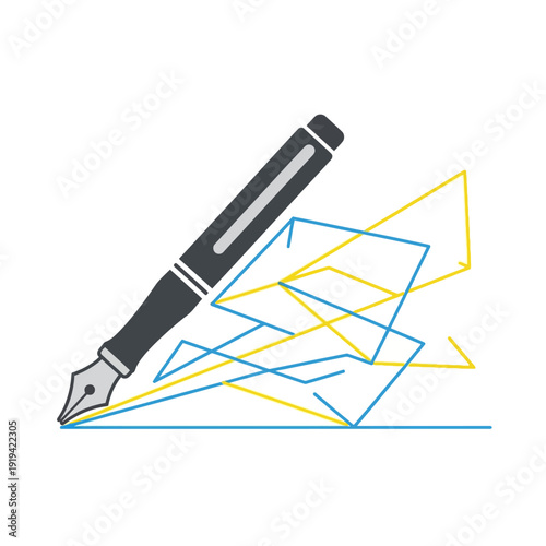 Fountain Pen Creating Abstract Lines and Shapes