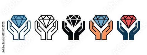 Values Multiple Style Icon Set, ethical principles and core beliefs concept with teamwork, integrity, responsibility, and innovation symbols, vector collection in flat, line, glyph, and gradient style