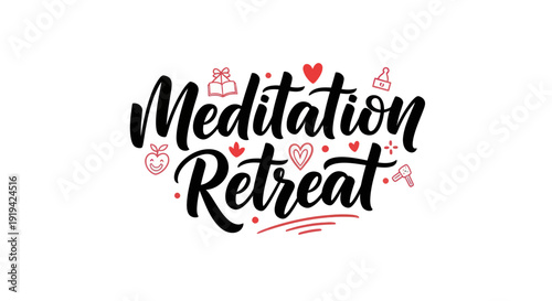 Meditation retreat typography on white