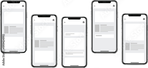 “Mobile app interface prototype layouts, smartphone UI UX design screens, content card wireframes, modern digital technology concept, abstract application illustration”