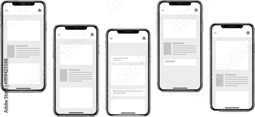 “Mobile app interface prototype screens, smartphone UI UX layouts, content card design, modern digital technology concept, abstract application user experience illustration”