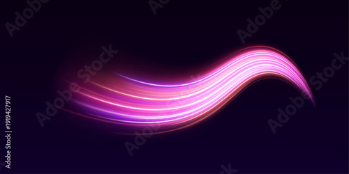 Pink neon waves flow smoothly across a PNG background. Motion blur and glowing particles enhance energy. Ideal overlay for sci-fi and cyberpunk artwork.