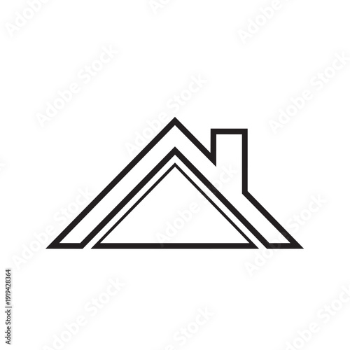 Minimalist house roof and chimney icon for real estate.