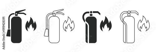 Essential fire extinguisher icons for emergency safety and prevention