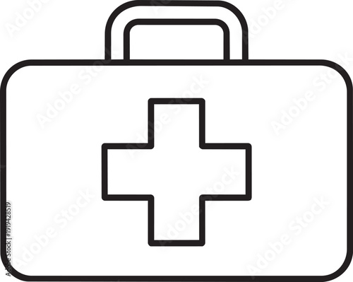 Emergency first aid kit bag icon for medical help and safety.