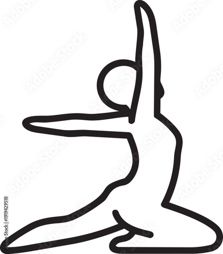 Yoga Meditation Figure Line Icon - Abstract Human Pose Vector for Wellness, Fitness, Flexibility, and Spiritual Balance Design