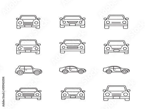 Creative car line art collection with sleek automotive outline designs