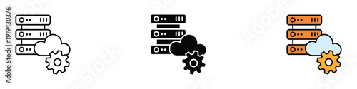 Cloud server management icon vector. Network data center, database optimization symbol. Vector Illustration.