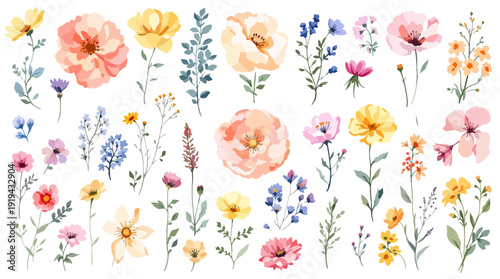 Airy spring flower border in muted watercolor shades