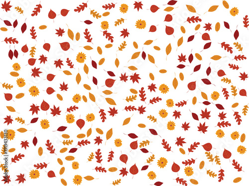 Autumn Background with dense fall leaves for seasonal design organic foliage texture and autumnal pattern isolated on transparent background vector illustration projects.