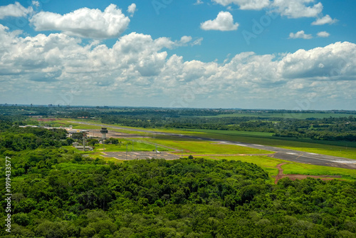 Foz do Iguacu brazil airport Aerial view Iguazu falls waterfalls Scenic destination panorama from helicopter tour