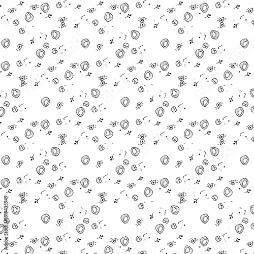 Minimalist Ink: Hand-Drawn Monochrome Botanical Doodle Patterns