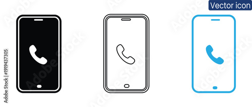 Professional vector icons of phones with receiver symbol for digital projects