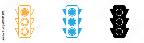 Traffic light icons in orange blue and black
