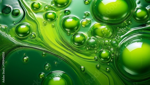 close up of a vibrant green liquid with bubbles