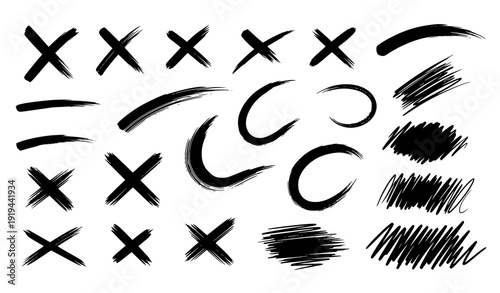 Hand Drawn Ink Strikethrough and Scribble Lines – Trendy Vector Brush Strokes