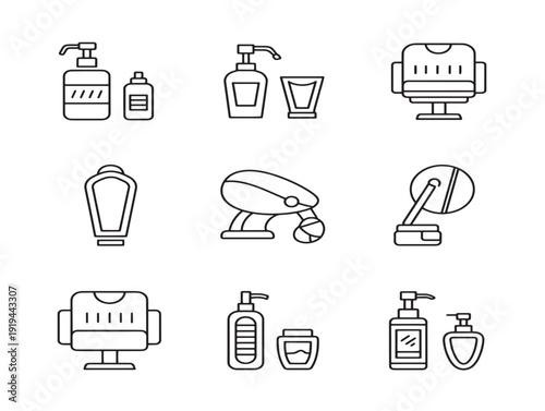 Elegant Beauty Salon Line Icon Set for Cosmetic and Spa Branding